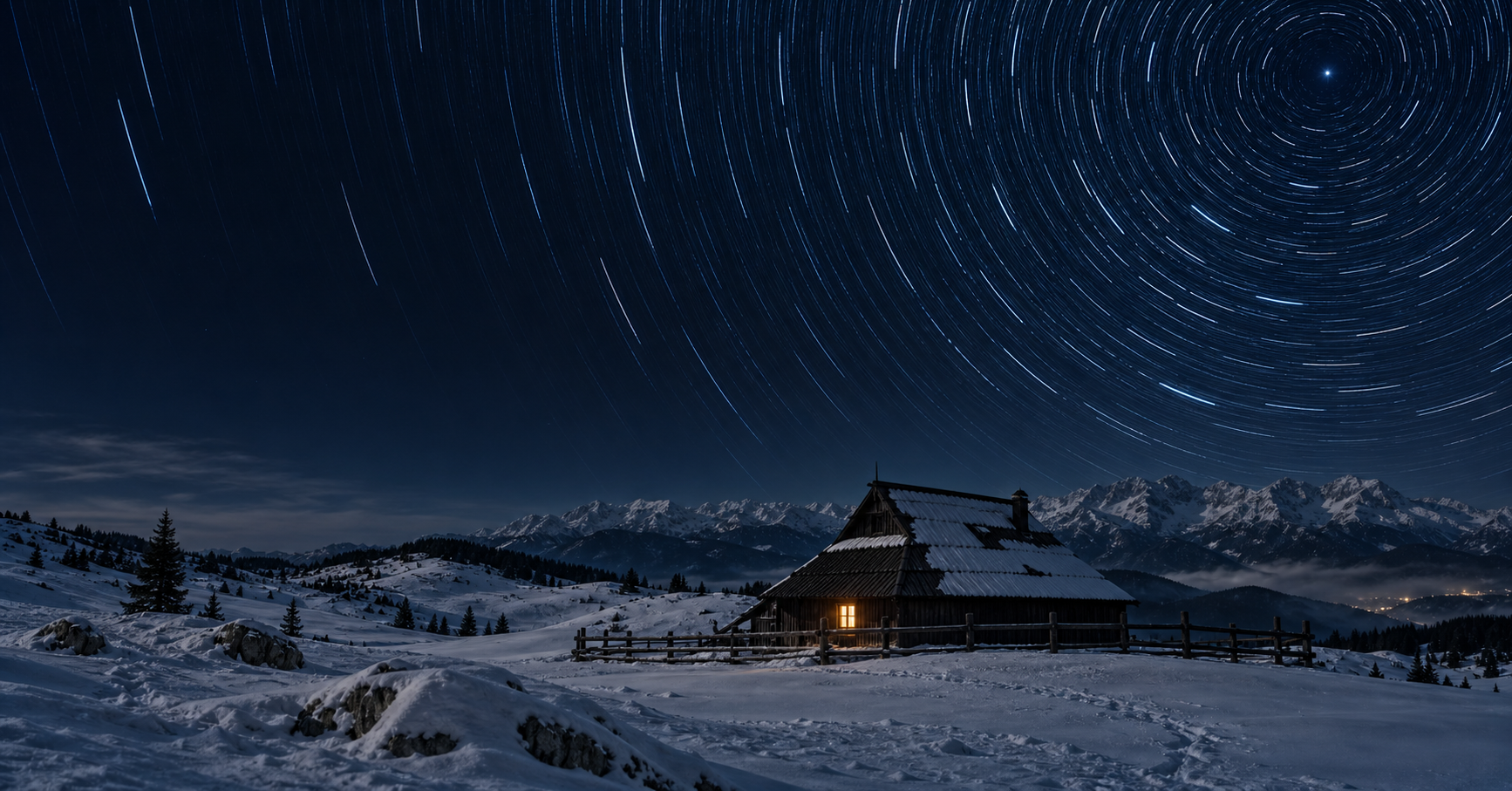 Star trails above Velika planina